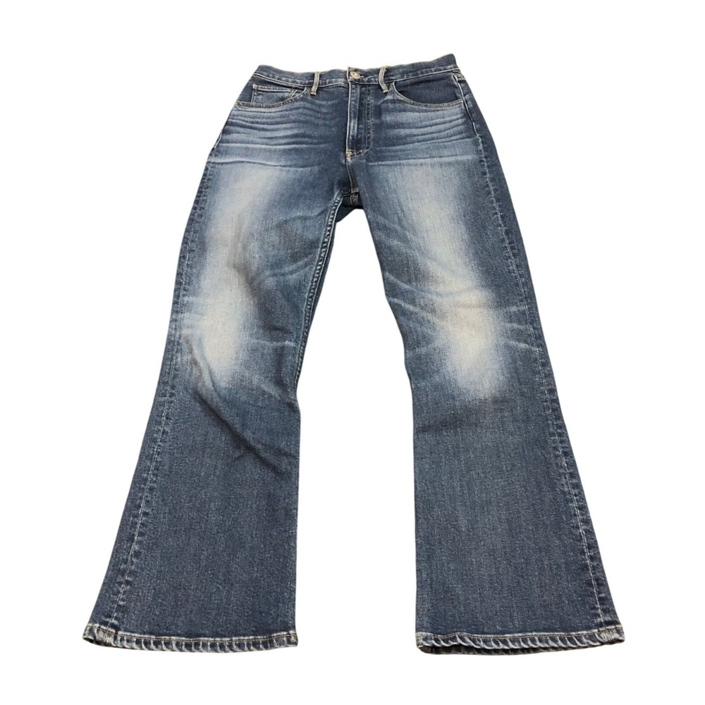 3x1 W5 Empire High-Rise Crop Flare Jeans Blue Denim Distressed Pants Size‎ 27